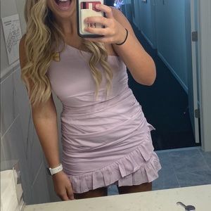 Lavender one shoulder mini dress